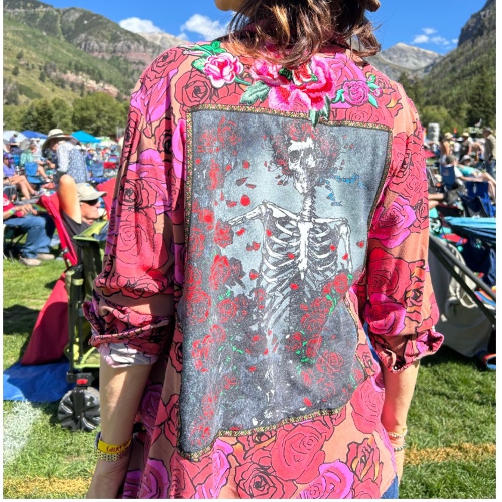 VTG WRANGLER Grateful Dead Bertha Rose Skull Custom  Button Down Size XL